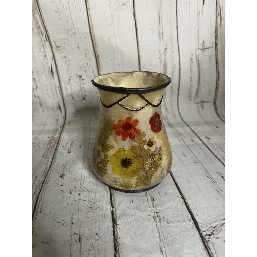 Fresh Fields Pressed Flower Stained Glass Look India Ink tumbler